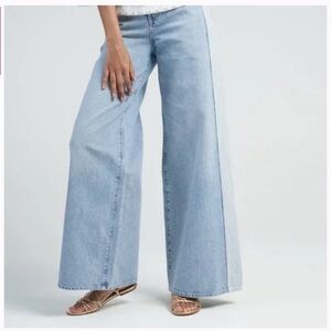 DAILY BLUE Women's Easy Wide Leg Pacific Wash Two-Tone Side Stripe Jeans Size 31